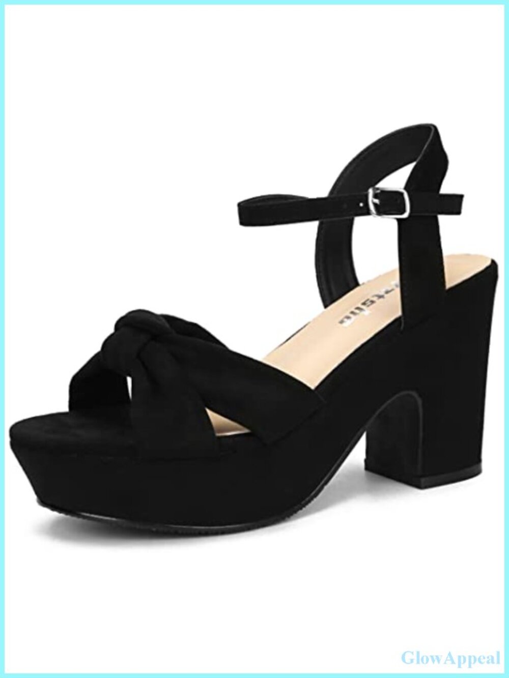 Platform Heels Chunky Wedge Knotted Ankle Strap Suede Sandals